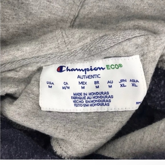 Champion Eco Hoodie Men’s Medium – Blue Pullover Sweatshirt Recycled Cotton - Picture 2 of 14